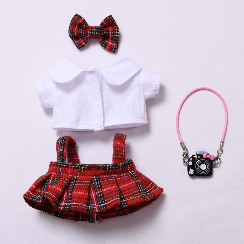 Handmade Labubu set can be paired with Labubu V1 Macaron and V2 seats with red checkered suspender skirt set and Labubu doll outfit (excluding dolls)