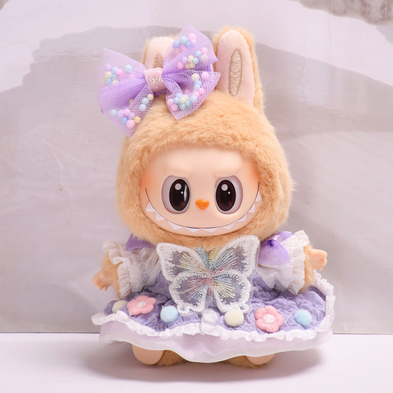 Handmade Labubu set can be paired with Labubu V1 Macaron and V2 seats with blind box pendants for parties Labubu clothes include purple bow dresses Labubu doll dresses (excluding dolls)