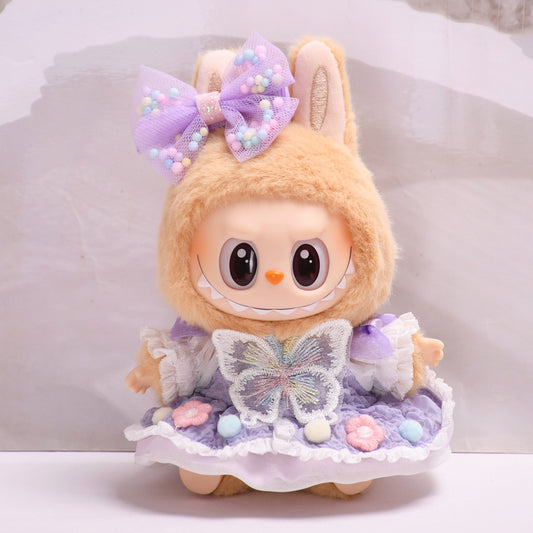 Handmade Labubu set can be paired with Labubu V1 Macaron and V2 seats with blind box pendants for parties Labubu clothes include purple bow dresses Labubu doll dresses (excluding dolls)