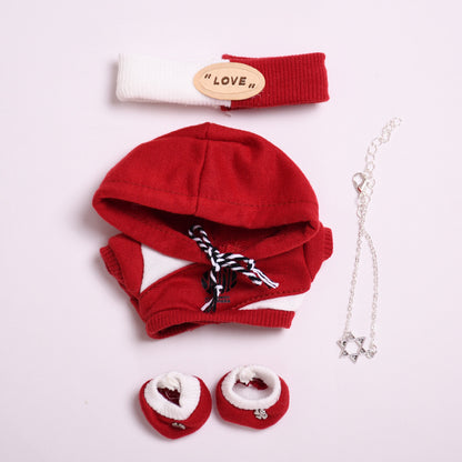 Handmade Labubu set can be paired with Labubu V1 Macaron and V2 seats 17cm canvas pendant clothes trendy hoodie set keychain Labubu fashionable cool baby clothes (excluding dolls)