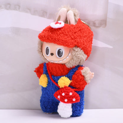 Handmade Labubu set can be paired with Labubu V1 Macaron and V2 seats with knitted plush Mario Labubu cute baby clothes (excluding dolls)