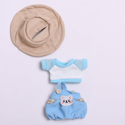 Handmade Labubu set can be paired with Labubu V1 Macaron and V2 seat pendants Labubu cloth can be used as a substitute for clothes such as teddy bear blue shoulder strap skirt T-shirt Labubu baby clothes cute (excluding dolls)