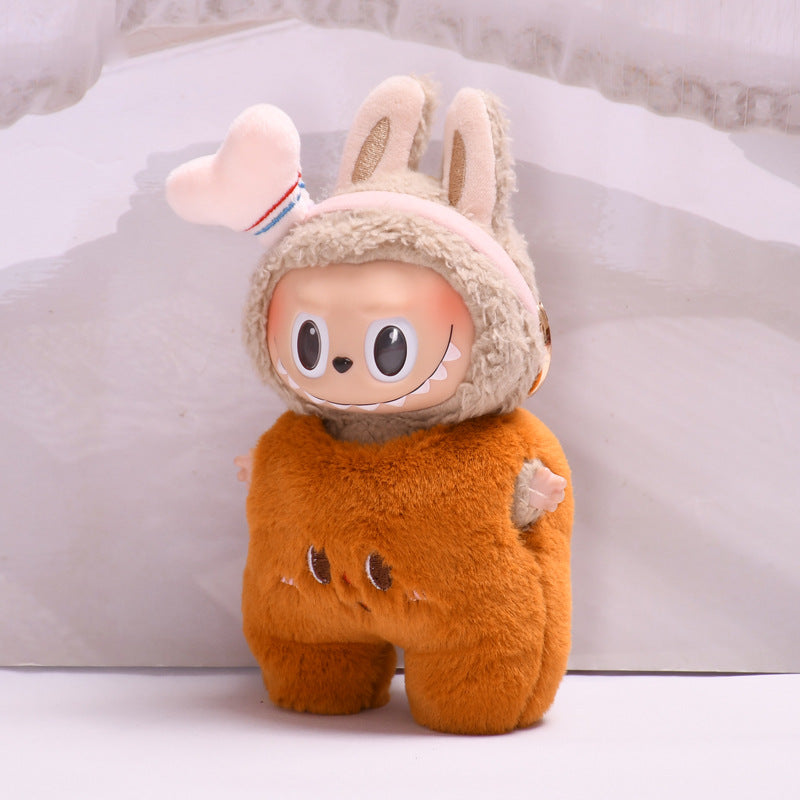 Handmade Labubu set can be paired with Labubu V1 Macaron and V2 seats with 17cm canvas pendant to replace clothes Cute chicken leg two-piece set for baby clothes Labubu doll cute (excluding dolls)