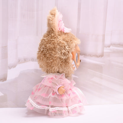 Handmade Labubu set can be paired with Labubu V1 Macaron and V2 seats 38cm plush plush cloth doll clothes pink princess dress labubu with replacement doll clothes (excluding dolls)