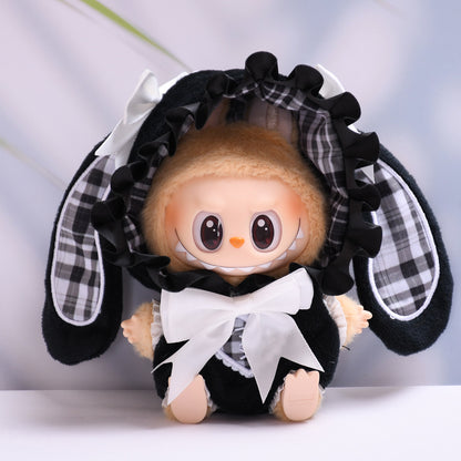 Handmade Labubu set can be paired with Labubu V1 Macaron and V2 seats blind box Labubu pendant clothes rabbit ear hooded clothes Labubu doll clothes cute (excluding dolls)