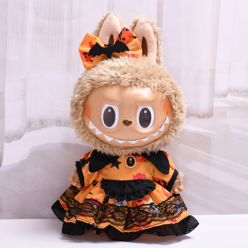 Handmade Labubu set can be paired with Labubu V1 Macaron and V2 seats with 38cm vinyl cloth as a substitute for Halloween dresses and Labubu cute baby clothes (excluding dolls)