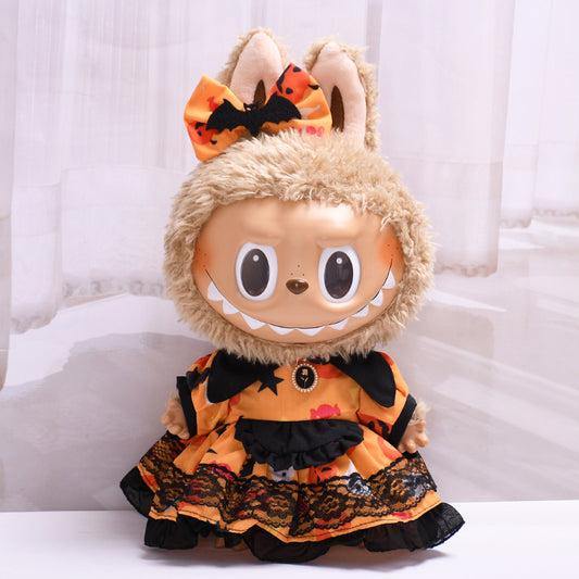 Handmade Labubu set can be paired with Labubu V1 Macaron and V2 seats with 38cm vinyl cloth as a substitute for Halloween dresses and Labubu cute baby clothes (excluding dolls)