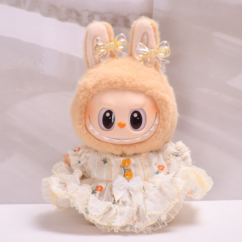 Handmade Labubu set can be paired with Labubu V1 Macaron and V2 seat gold wire dresses for parties and can be worn as a replacement dress (excluding dolls)