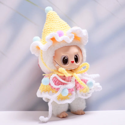Handmade Labubu set can be paired with Labubu V1 Macaron and V2 seats colored ball yarn sweater shawl set Labubu baby clothing replacement (excluding dolls)