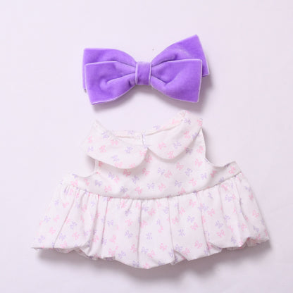 Handmade Labubu set can be paired with Labubu V1 Macaron and V2 seat 38cm canvas to change clothes into bow tie dress set for children (excluding dolls)
