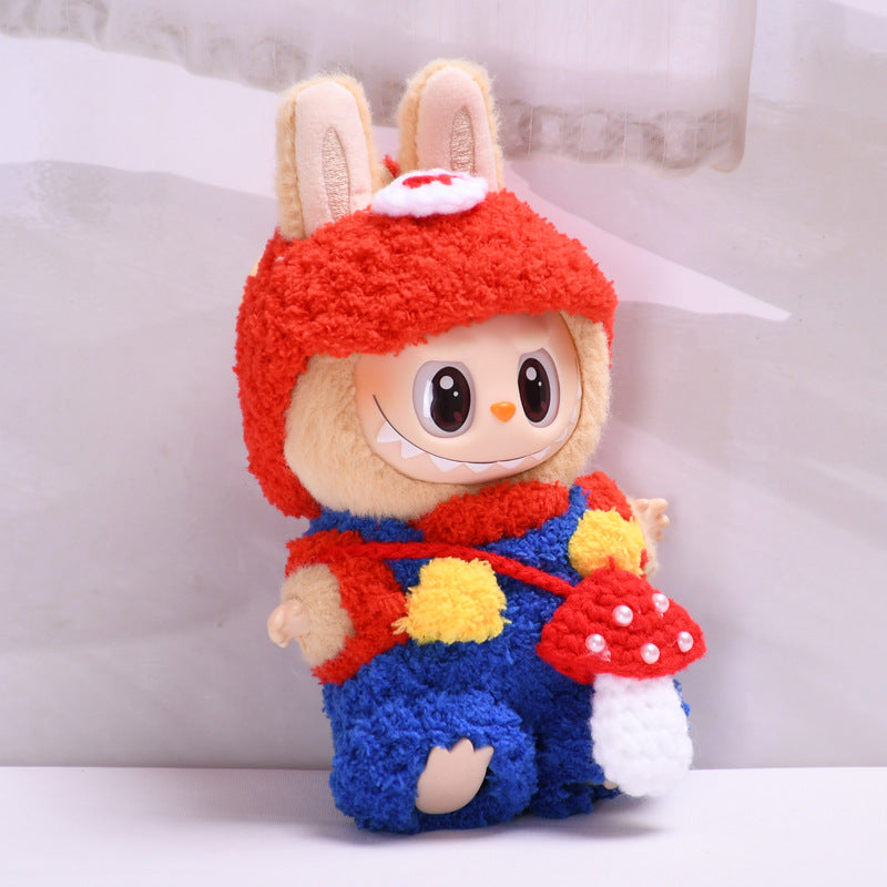 Handmade Labubu set can be paired with Labubu V1 Macaron and V2 seats with knitted plush Mario Labubu cute baby clothes (excluding dolls)