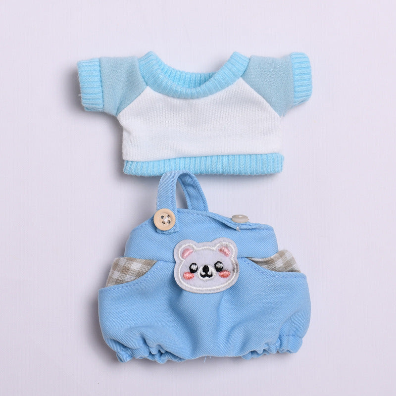 Handmade Labubu set can be paired with Labubu V1 Macaron and V2 seat pendants Labubu cloth can be used as a substitute for clothes such as teddy bear blue shoulder strap skirt T-shirt Labubu baby clothes cute (excluding dolls)