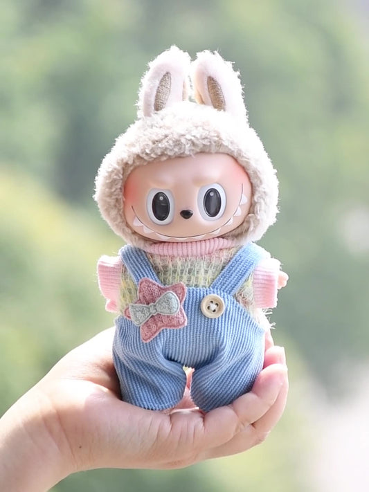 Handmade Labubu set can be paired with Labubu V1 Macaron and V2 seats, star overalls sweaters 17cm keychains vinyl dolls and baby clothes (excluding dolls)