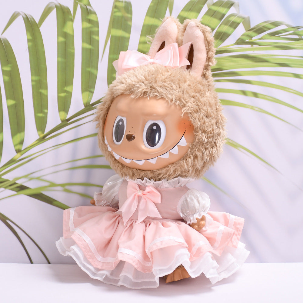 Handmade Labubu set can be paired with Labubu V1 Macaron and V2 seats with 38cm canvas plush toy clothes pink cherry blossom skirt and labubu replacement doll clothes (excluding dolls)