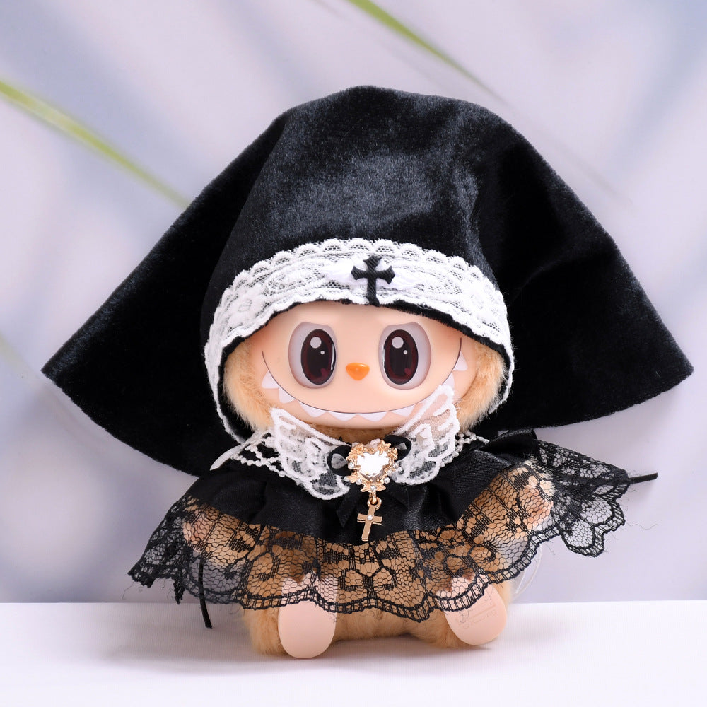 Handmade Labubu set can be paired with Labubu V1 Macaron and V2 seats with canvas pendants for Gothic girls' skirts and vinyl Labubu doll clothes (excluding dolls)