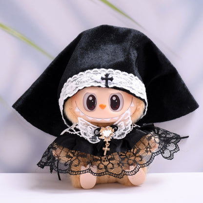 Handmade Labubu set can be paired with Labubu V1 Macaron and V2 seats with canvas pendants for Gothic girls' skirts and vinyl Labubu doll clothes (excluding dolls)