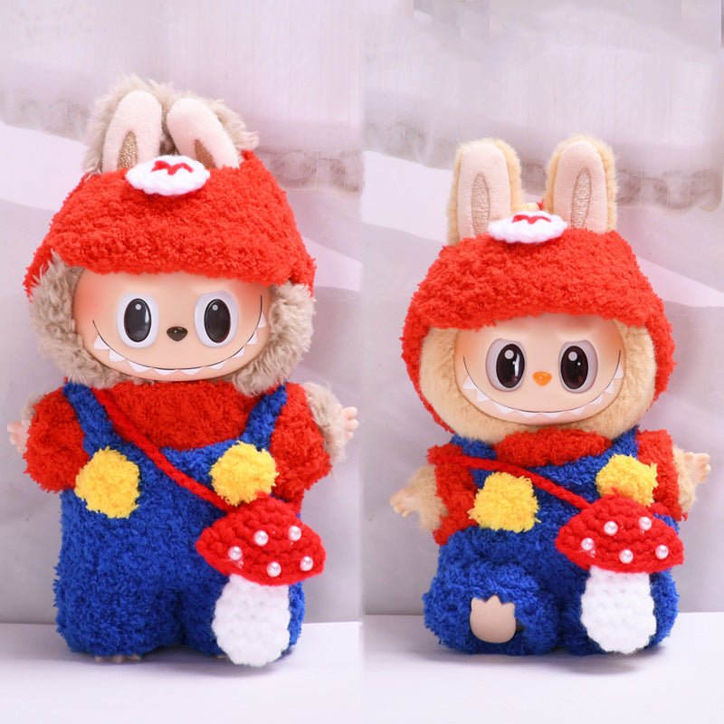 Handmade Labubu set can be paired with Labubu V1 Macaron and V2 seats with knitted plush Mario Labubu cute baby clothes (excluding dolls)