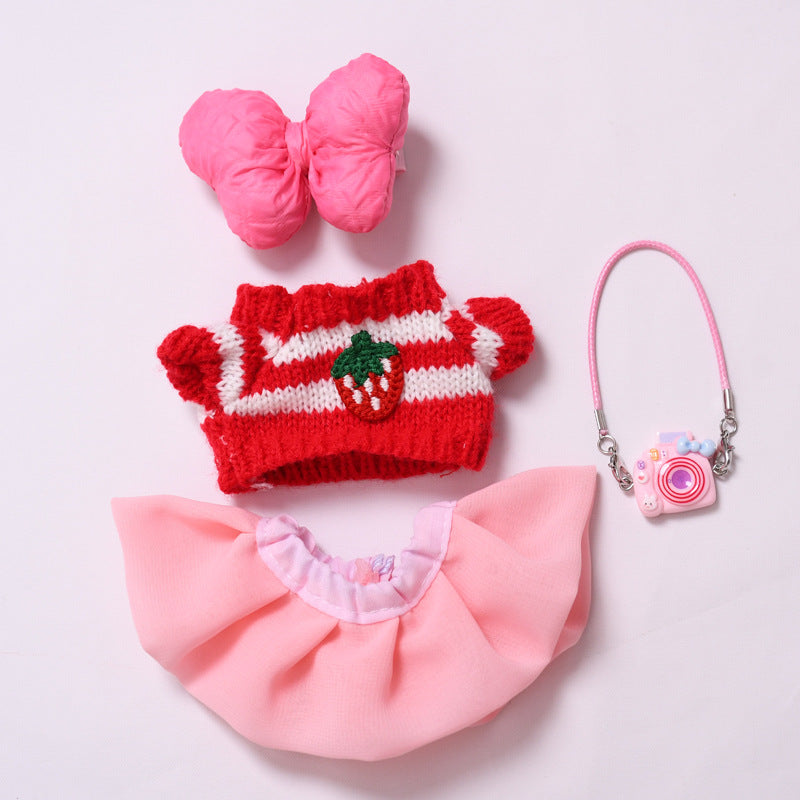 Handmade Labubu set can be paired with Labubu V1 Macaron and V2 seats with red strawberry sweater yarn skirt set and Labubu doll outfit (excluding dolls)