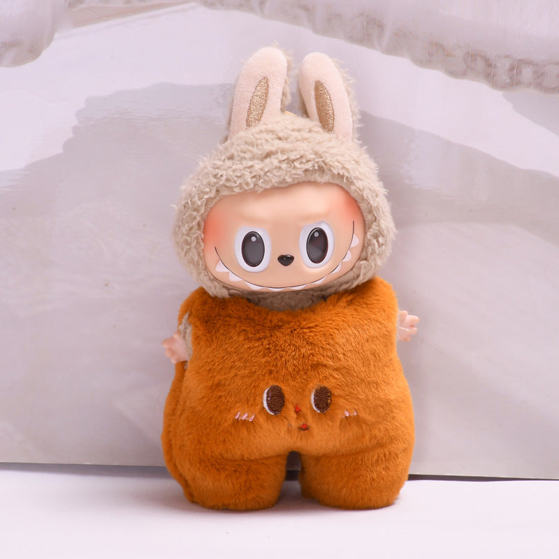 Handmade Labubu set can be paired with Labubu V1 Macaron and V2 seats with 17cm canvas pendant to replace clothes Cute chicken leg two-piece set for baby clothes Labubu doll cute (excluding dolls)