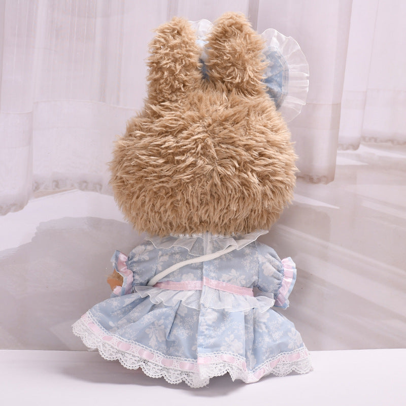 Handmade Labubu set can be paired with Labubu V1 Macaron and V2 seats featuring 38cm canvas doll clothes Labubu dolls can replace blue printed rose dresses (excluding dolls)