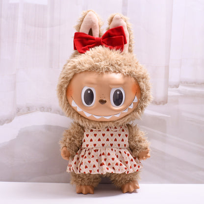 Handmade Labubu set can be paired with Labubu V1 Macaron and V2 seat 38cm canvas to change clothes into a butterfly love skirt set for children (excluding dolls)