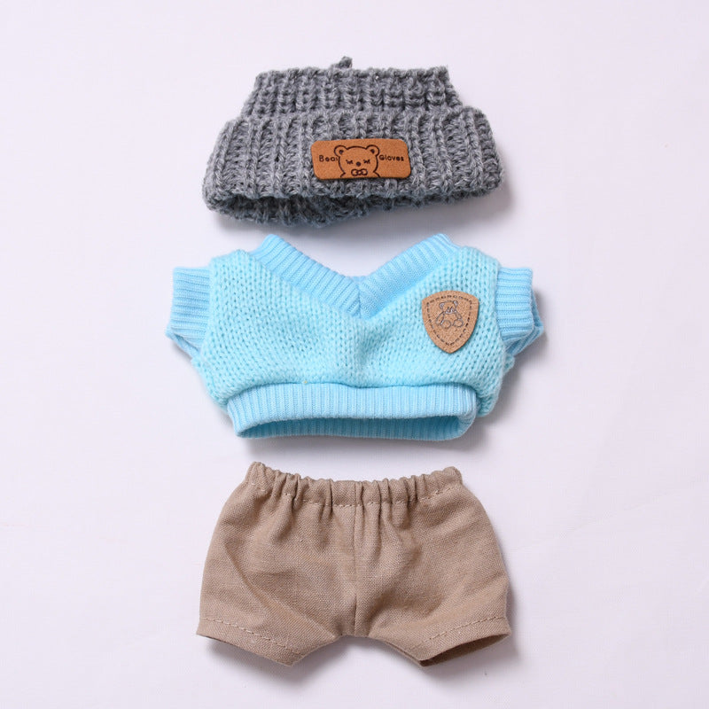 Handmade Labubu set can be paired with Labubu V1 Macaron and V2 seats blue knitted vest glasses hat set Labubu doll clothes (excluding dolls)