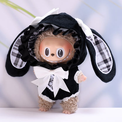 Handmade Labubu set can be paired with Labubu V1 Macaron and V2 seats blind box Labubu pendant clothes rabbit ear hooded clothes Labubu doll clothes cute (excluding dolls)