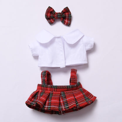 Handmade Labubu set can be paired with Labubu V1 Macaron and V2 seats with red checkered suspender skirt set and Labubu doll outfit (excluding dolls)