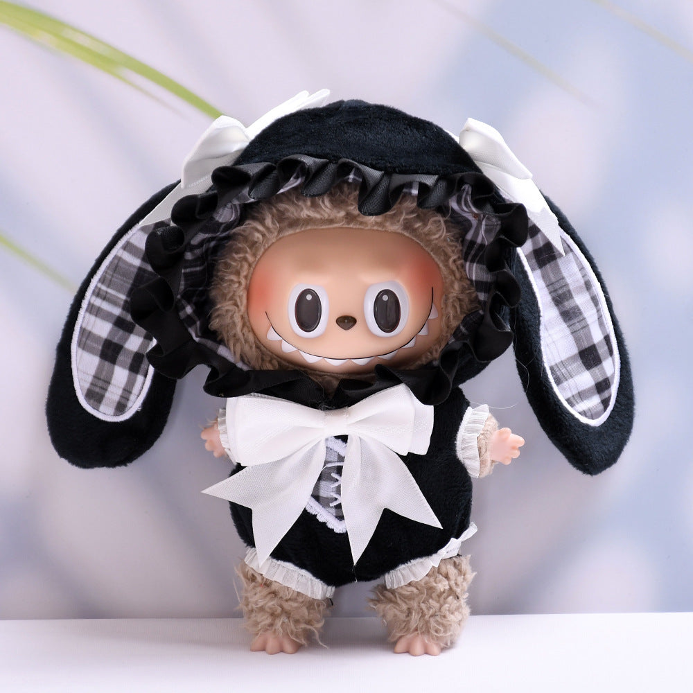 Handmade Labubu set can be paired with Labubu V1 Macaron and V2 seats blind box Labubu pendant clothes rabbit ear hooded clothes Labubu doll clothes cute (excluding dolls)