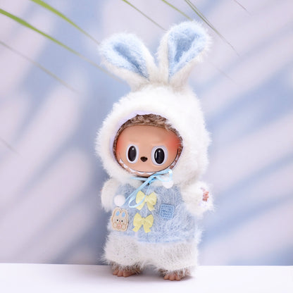 Handmade Labubu set can be paired with Labubu V1 Macaron and V2 seat rabbit ear fur set Labubu plush doll clothing replacement (excluding dolls)