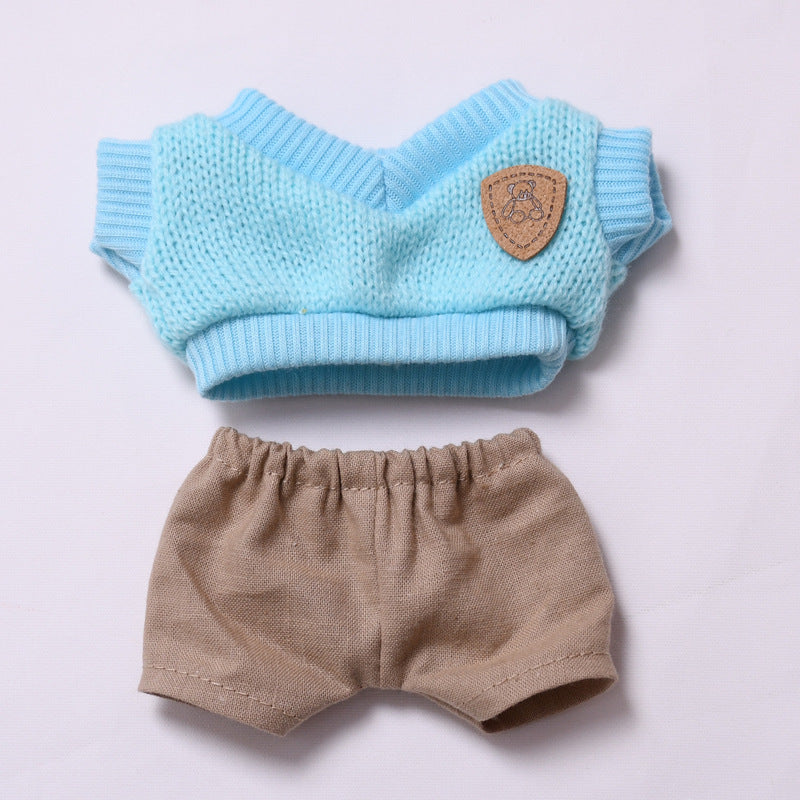 Handmade Labubu set can be paired with Labubu V1 Macaron and V2 seats blue knitted vest glasses hat set Labubu doll clothes (excluding dolls)