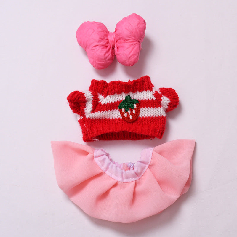 Handmade Labubu set can be paired with Labubu V1 Macaron and V2 seats with red strawberry sweater yarn skirt set and Labubu doll outfit (excluding dolls)
