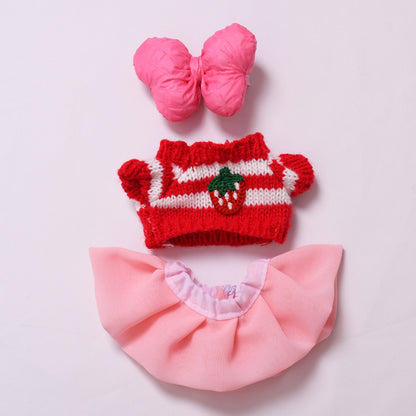 Handmade Labubu set can be paired with Labubu V1 Macaron and V2 seats with red strawberry sweater yarn skirt set and Labubu doll outfit (excluding dolls)
