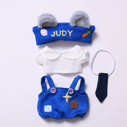 Handmade Labubu Outfit Blue Star Strap Pants Tie Headwear Set (not including dolls)