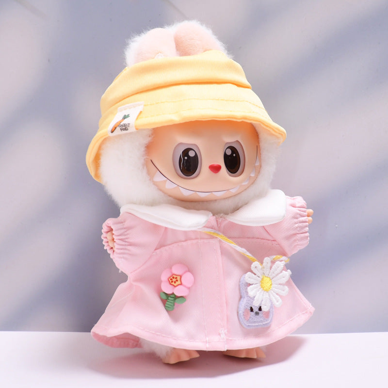 Handmade Labubu set can be paired with Labubu V1 Macaron and V2 seats Spring Pink Little Rabbit Pink Clothes Set Labubu Wa Dress Replacement (excluding dolls)