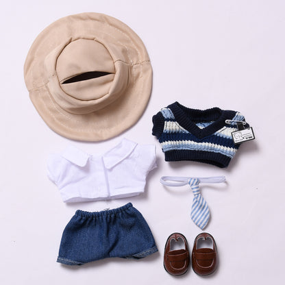 Handmade Labubu set can be paired with Labubu V1 Macaron and V2 seat accessories blue cool student uniform set Labubu doll outfit (excluding dolls)