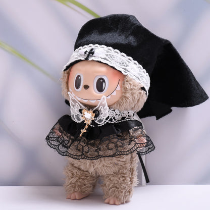 Handmade Labubu set can be paired with Labubu V1 Macaron and V2 seats with canvas pendants for Gothic girls' skirts and vinyl Labubu doll clothes (excluding dolls)