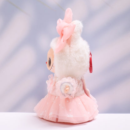 Handmade Labubu set can be paired with Labubu V1 Macaron and V2 seats with pink floral gauze skirt set and Labubu doll outfit (excluding dolls)