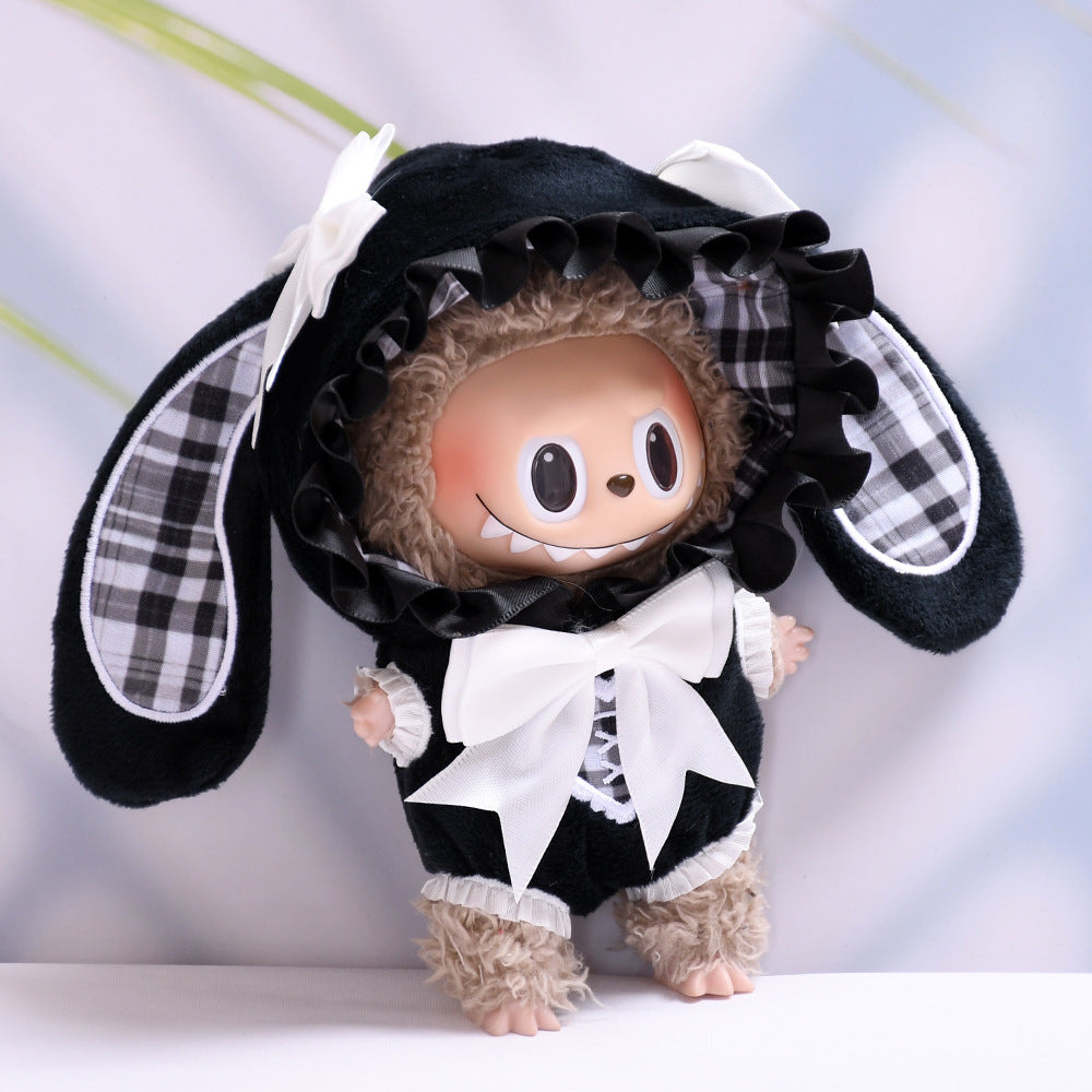 Handmade Labubu set can be paired with Labubu V1 Macaron and V2 seats blind box Labubu pendant clothes rabbit ear hooded clothes Labubu doll clothes cute (excluding dolls)