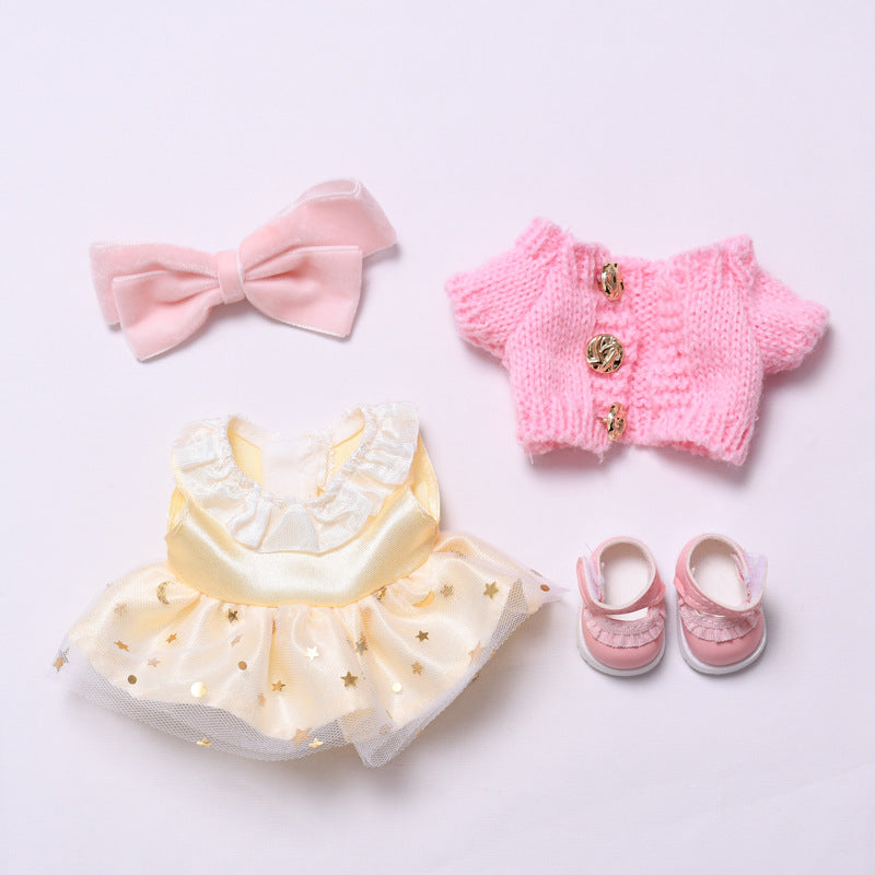 Handmade Labubu set can be paired with Labubu V1 Macaron and V2 seat pendants Labubu clothes gold powder yarn cardigans skirts Labubu doll outfits (excluding dolls)
