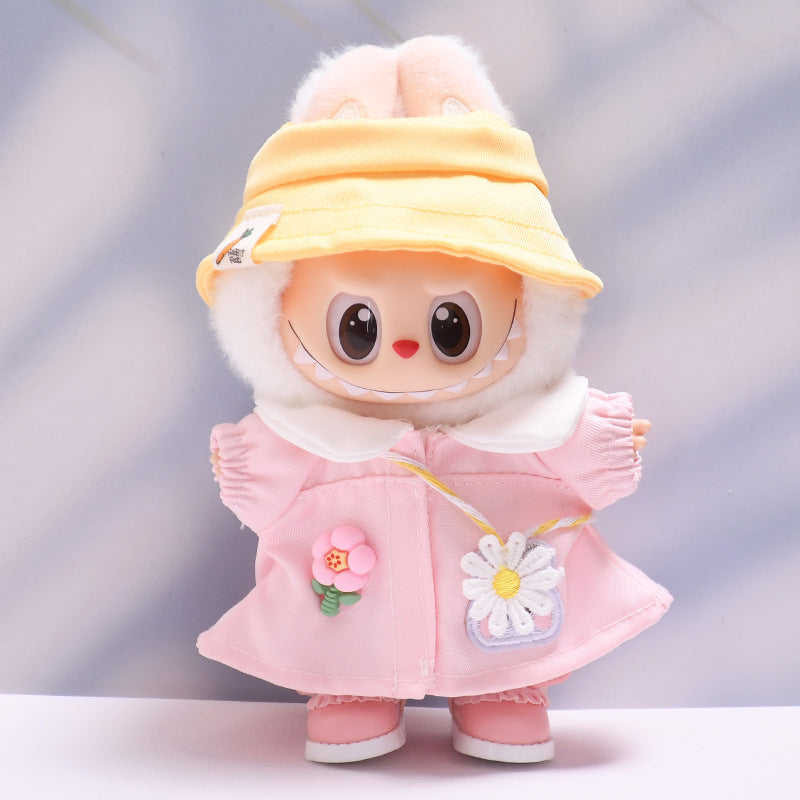 Handmade Labubu set can be paired with Labubu V1 Macaron and V2 seats Spring Pink Little Rabbit Pink Clothes Set Labubu Wa Dress Replacement (excluding dolls)