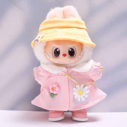 Handmade Labubu set can be paired with Labubu V1 Macaron and V2 seats Spring Pink Little Rabbit Pink Clothes Set Labubu Wa Dress Replacement (excluding dolls)