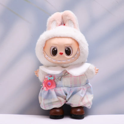 Handmade Labubu set can be paired with Labubu V1 Macaron and V2 seats with candy colored overalls and brown leather shoes as a replacement for Labubu dolls (excluding dolls)