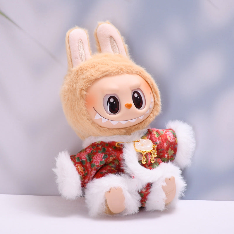 Handmade Labubu set can be paired with Labubu V1 Macaron and V2 seat hangers Labubu cloth clothes large flower cotton jacket set Labubu clothing for children (excluding dolls)