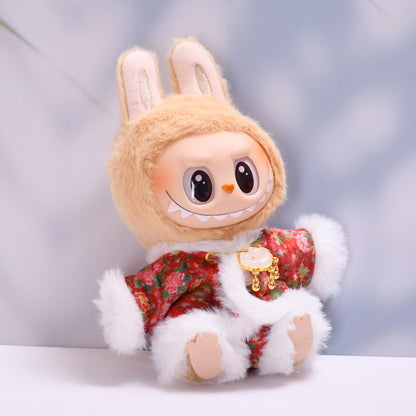 Handmade Labubu set can be paired with Labubu V1 Macaron and V2 seat hangers Labubu cloth clothes large flower cotton jacket set Labubu clothing for children (excluding dolls)