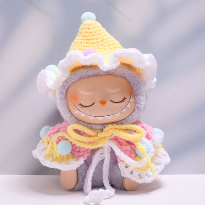 Handmade Labubu set can be paired with Labubu V1 Macaron and V2 seats colored ball yarn sweater shawl set Labubu baby clothing replacement (excluding dolls)