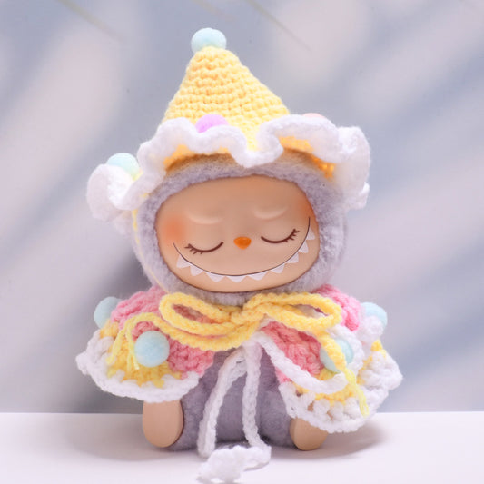 Handmade Labubu set can be paired with Labubu V1 Macaron and V2 seats colored ball yarn sweater shawl set Labubu baby clothing replacement (excluding dolls)