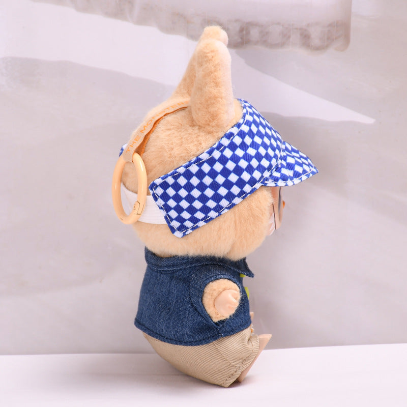 Handmade Labubu set can be paired with Labubu V1 Macaron and V2 seats with denim lapel jacket three piece set Labubu baby clothes (excluding dolls)
