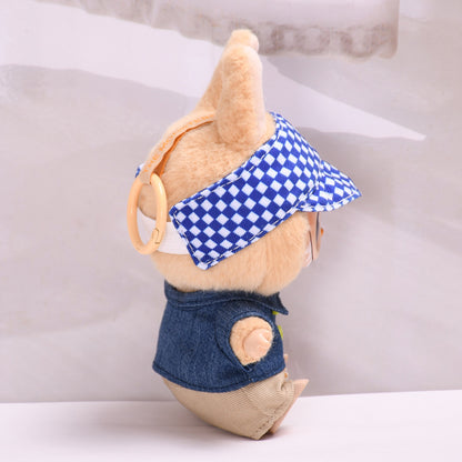 Handmade Labubu set can be paired with Labubu V1 Macaron and V2 seats with denim lapel jacket three piece set Labubu baby clothes (excluding dolls)