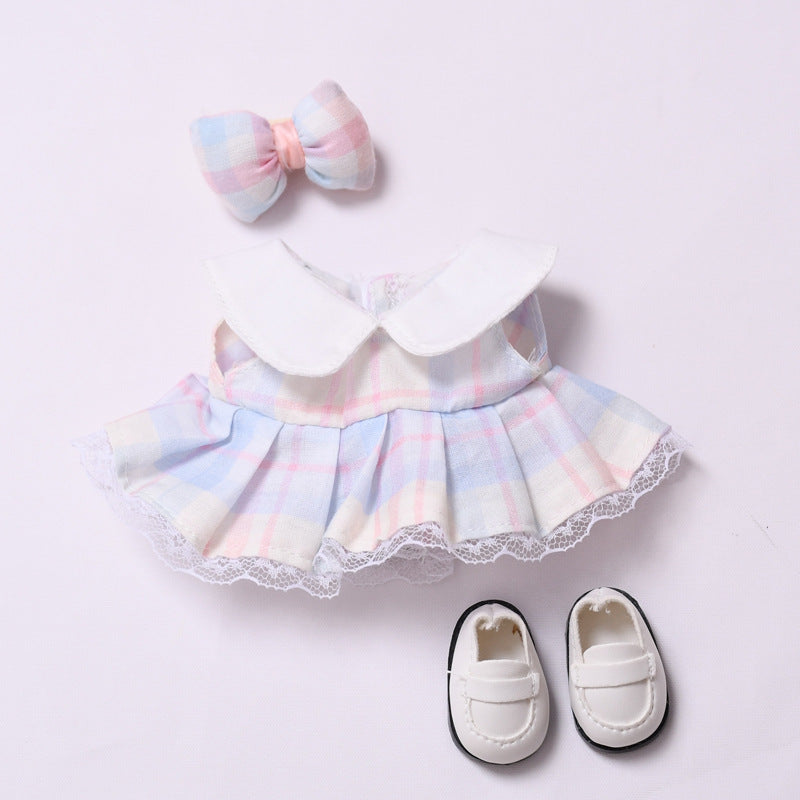 Handmade Labubu set can be paired with Labubu V1 Macaron and V2 seats featuring candy colored dresses and headpieces as well as white leather shoe sets for Labubu dolls (excluding dolls)
